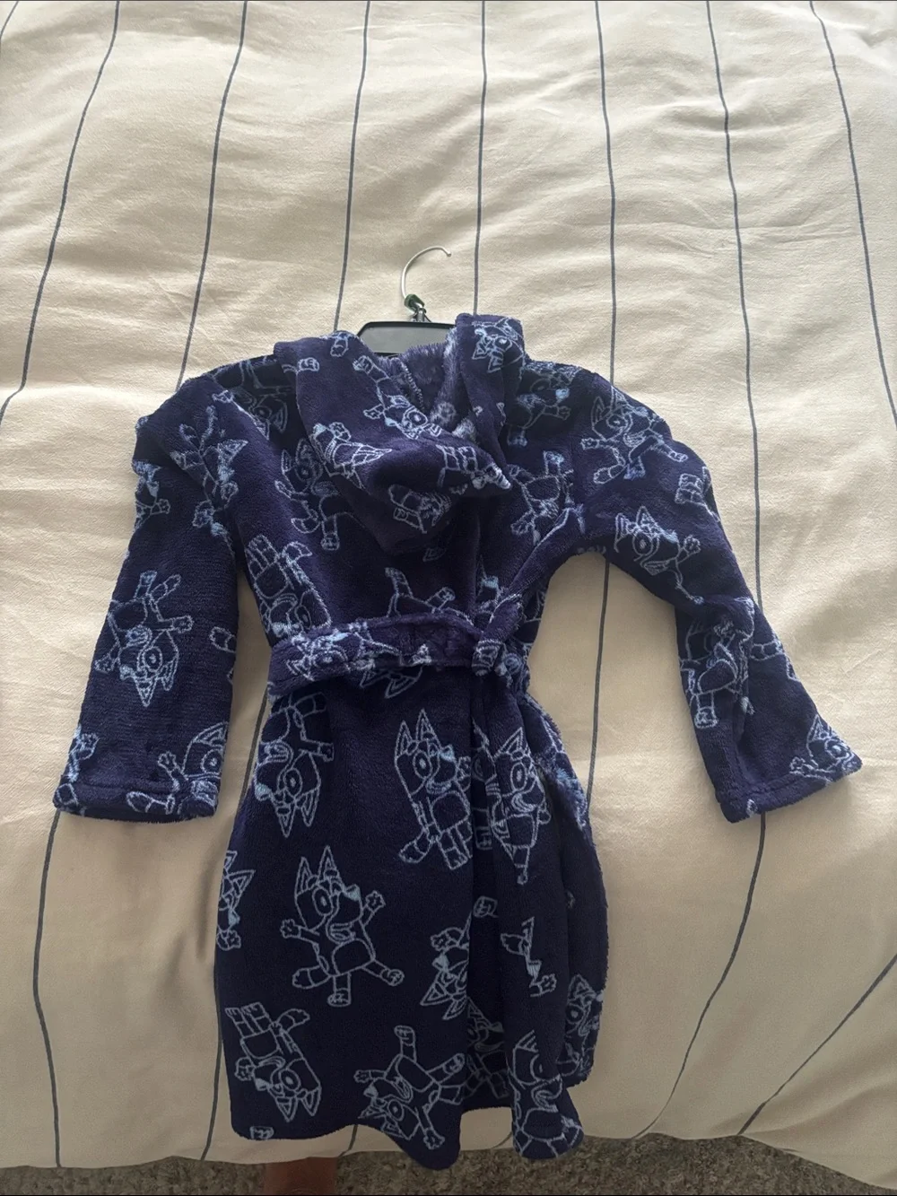 Kids Hooded Bath Robe - Navy Blue Robot Print